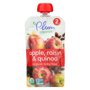 Plum Organics Baby Food - Organic - Apple Raisin and Quinoa - Stage 2 - 6 Months and Up - 3.5 oz - Case of 6