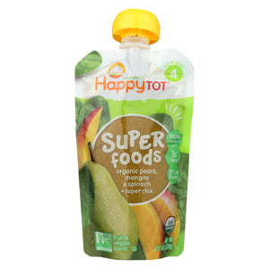 Happy Baby HappyTot Organic Superfoods Spinach Mango and Pear - 4.22 oz - Case of 16