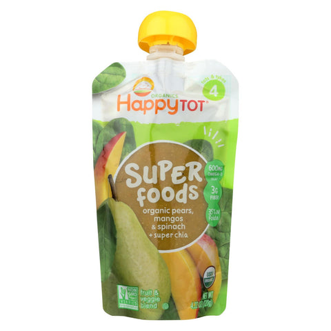 Happy Baby HappyTot Organic Superfoods Spinach Mango and Pear - 4.22 oz - Case of 16