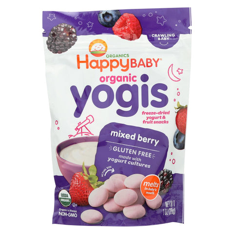 Happy Baby Happy Yogis Organic Superfoods Yogurt and Fruit Snacks, Mixed Berry - 1 oz - Case of 8