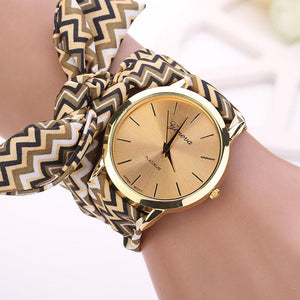 Fashion Women Aztec Tribal Floral Cloth Quartz Dial Wristwatch Watch
