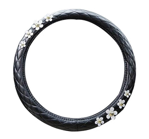 Fashion Car Steering Wheel Cover Auto Steering Wheel Cover, Flower Black