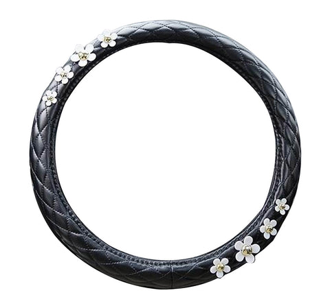 Fashion Car Steering Wheel Cover Auto Steering Wheel Cover, Flower Black