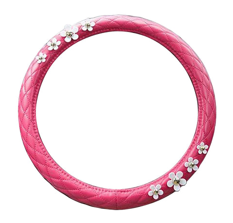Fashion Car Steering Wheel Cover Auto Steering Wheel Cover, Flower Pink