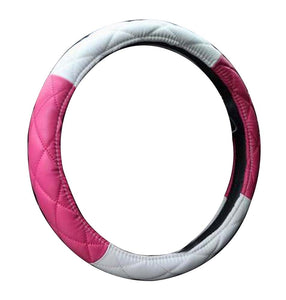 Lovely Leather Steering Wheel Covers Car Accessories Pink&White