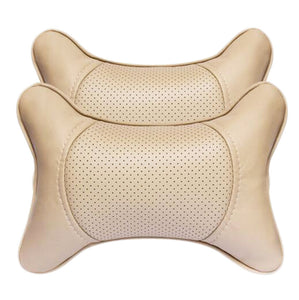 Fashion Decent Head Pillow Soft Neck Protection Auto Pillow-Cream-colored