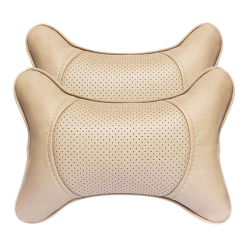 Fashion Decent Head Pillow Soft Neck Protection Auto Pillow-Cream-colored