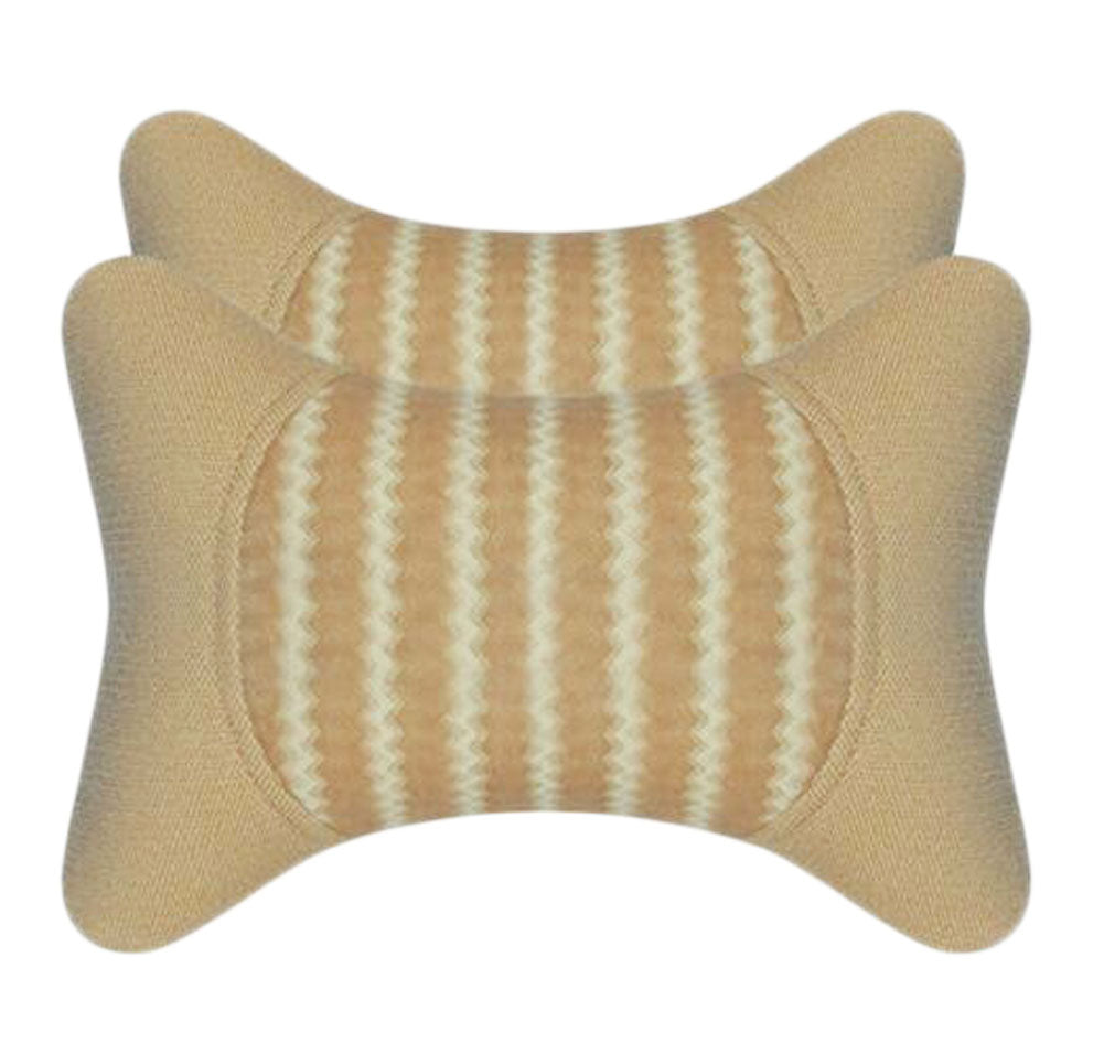 Fashion Decent Head Pillow Velvet Neck Protection Auto Pillow-Cream-colored