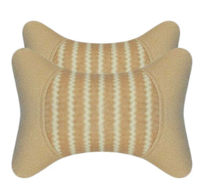 Fashion Decent Head Pillow Velvet Neck Protection Auto Pillow-Cream-colored