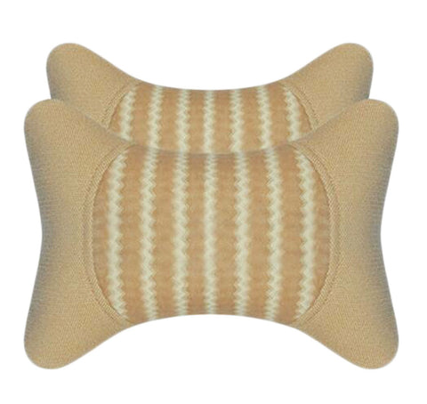 Fashion Decent Head Pillow Velvet Neck Protection Auto Pillow-Cream-colored