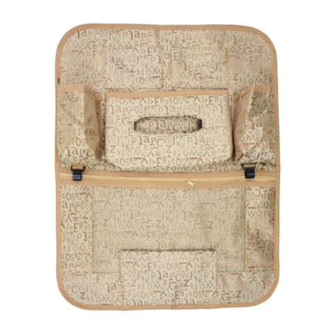 Multi-functional Letter Car Storage Bag Seat Back Tissue Organizer-Beige