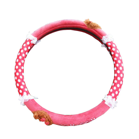 Lovely MocMoc Design Automotive Steering Wheel Cover Polka Dot Red