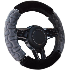 Luxury Design Leopard Steering High Quality Wheel Plush Cover, Gray