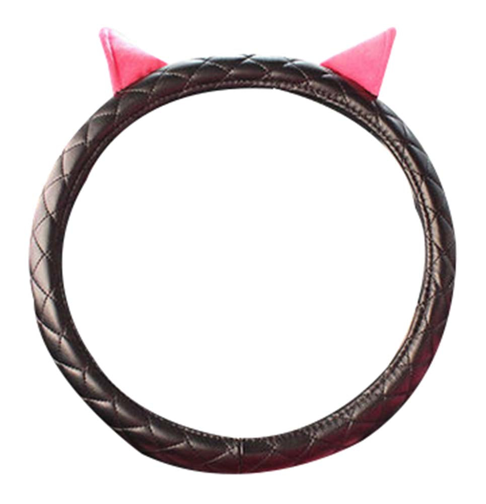 Winter Fashion Leather Car Steering Wheel Sets Cute Ears Anti-Skid Handlebar Set