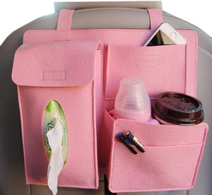 Multi-Pocket Travel Storage Bag Car Accessories Car Seat Organizer Pink