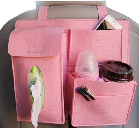 Multi-Pocket Travel Storage Bag Car Accessories Car Seat Organizer Pink