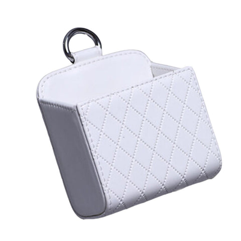 Noble White PU Leather Car Cup Holder/Phone Holder,Storage Bucket,3.5*3.3''