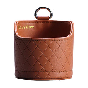 Fashion Brown PU Leather Round Car Cup Holder,Auto Storage Bucket,3.5*3.3''