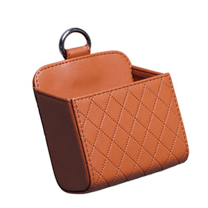 Fashion Brown PU Leather Square Car Cup Holder,Auto Storage Bucket,3.5*3.3''