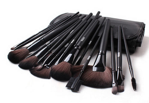 Set of 24 Professional Makeup Brush Cosmetic Brush Fiber Hair Makeup Set BLACK