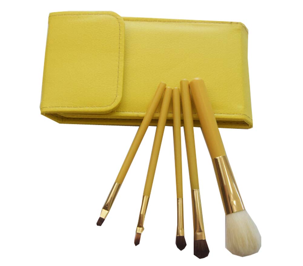 YELLOW Cosmetic Bag/5 Pieces Eye Makeup Brushes