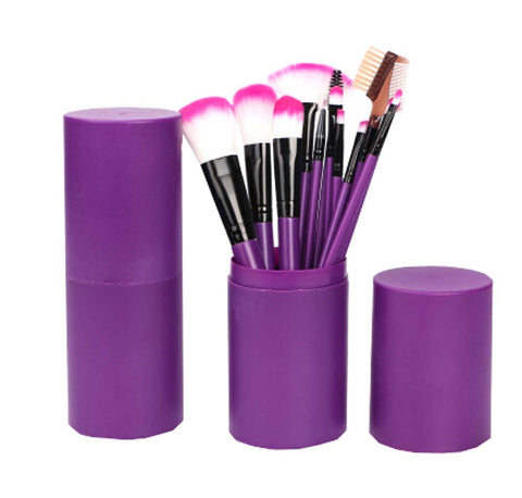PURPLE Cosmetic Barrel Packaging/12 Pieces Makeup Brushes