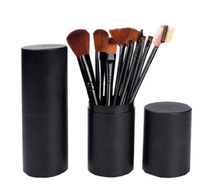 BLACK Cosmetic Barrel Packaging/12 Pieces Makeup Brushes