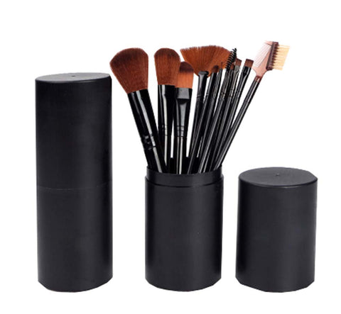 BLACK Cosmetic Barrel Packaging/12 Pieces Makeup Brushes