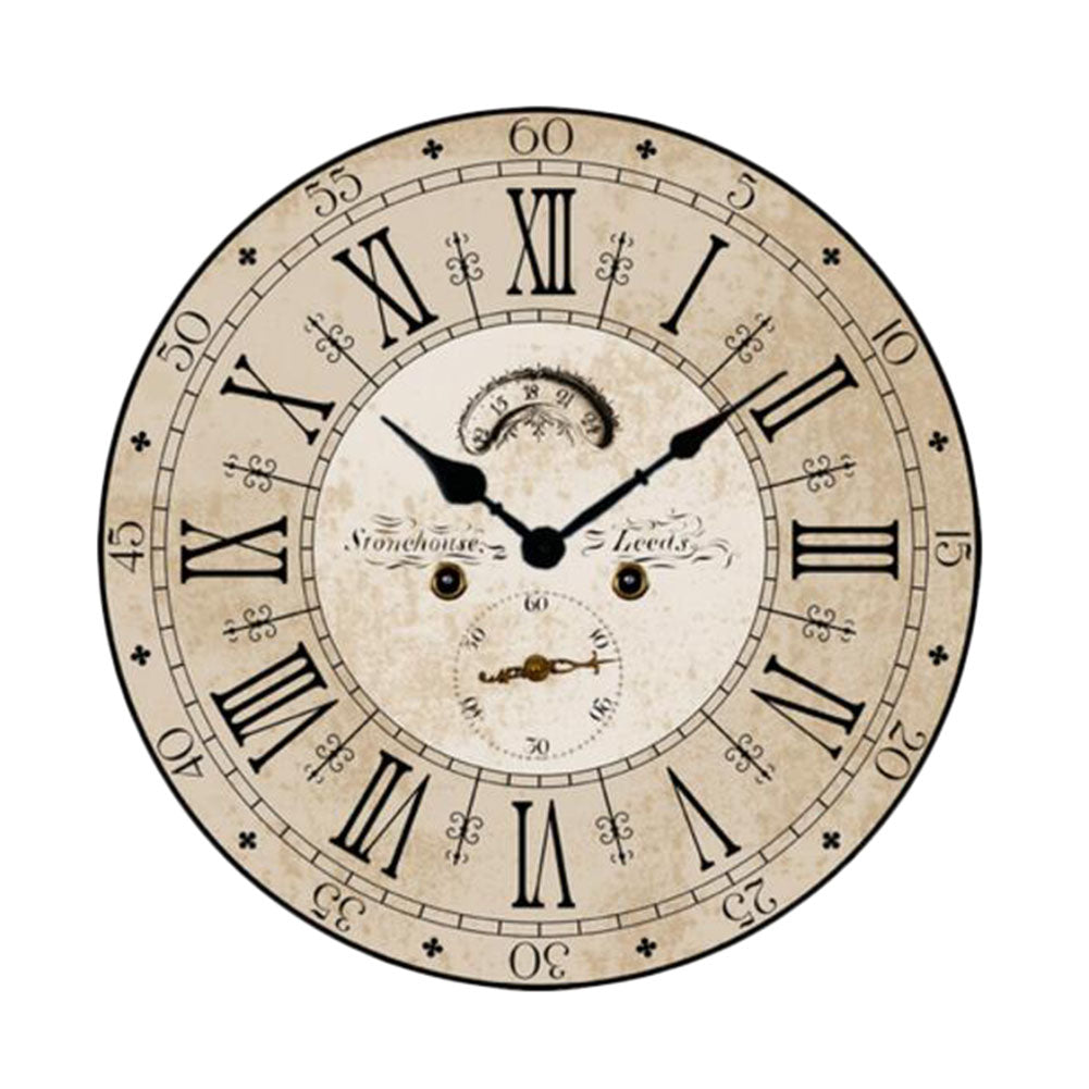12"" European Retro Wall Clock Classical Decor Silence Hanging Clock, A