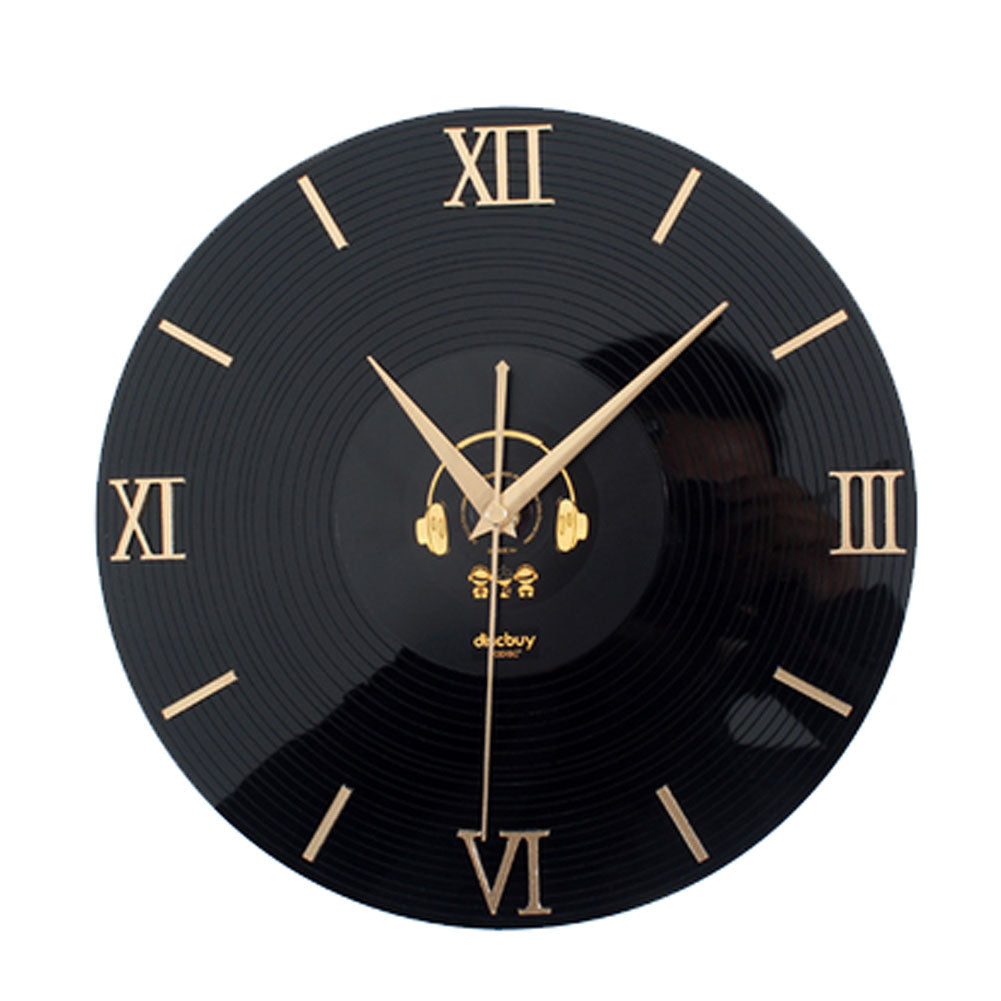""12"""" Retro 3D CD Style Nostalgia Wall Clock Black""
