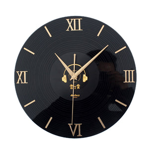 ""12"""" Retro 3D CD Style Nostalgia Wall Clock Black""