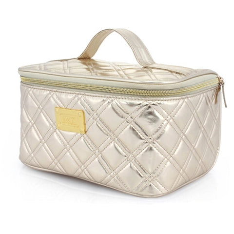Women's Makeup Pouches Classic Rectangle handbag Travel Cosmetic Bag Gold