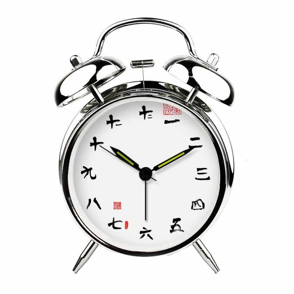 Non Ticking Analog Alarm Clock Twin Bell Alarm Clock Battery Powered 4??