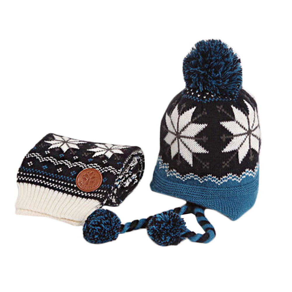 Infant Baby Winter Warm Knitting Baby Beanie Hat And Scarf Blue