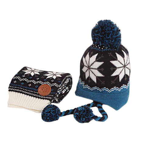 Infant Baby Winter Warm Knitting Baby Beanie Hat And Scarf Blue