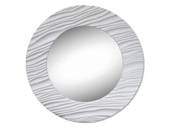 Modern Round White Textured Mirror: Case of 2