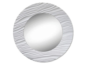 Modern Round White Textured Mirror: Case of 2