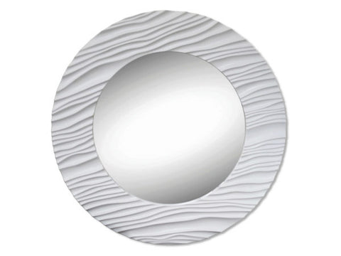 Modern Round White Textured Mirror: Case of 2