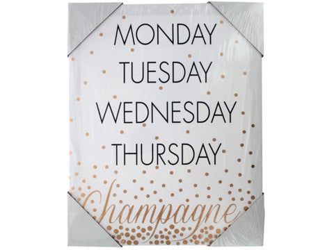 Days of the Week Champagne Canvas Wall Art: Case of 4