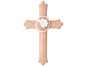 Decorative Floral Ceramic Wall Cross: Case of 4