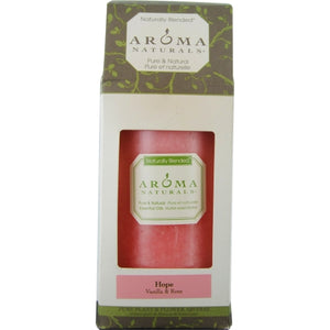 HOPE AROMATHERAPY by Hope Aromatherapy ONE 2.75 X 5 inch PILLAR AROMATHERAPY CANDLE.  COMBINES THE ESSENTIAL OILS OF VANILLA & ROSE.  BURNS APPROX. 70 HRS.