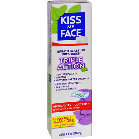 Kiss My Face - Anti-Cavity Triple Action Fluoride Toothpaste ( 2 - 4.1 OZ): Anti-Cavity Triple Action Fluoride Toothpaste